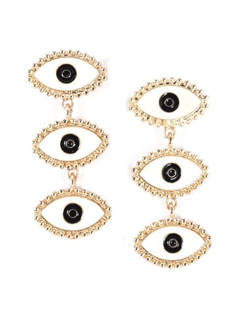 

YoungWildFree Women Gold-Toned & Black Classic Drop Earrings