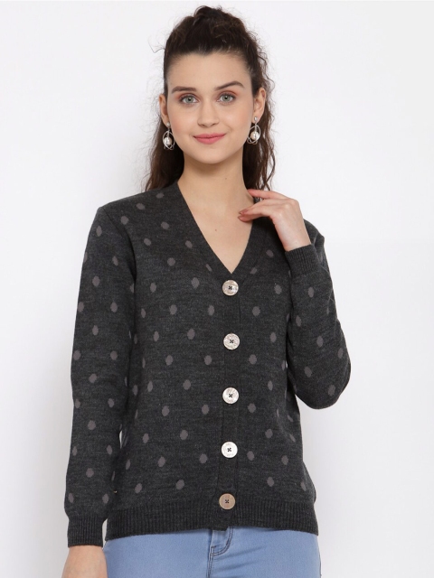 

Kalt Women Black & Grey Self Design Cardigan