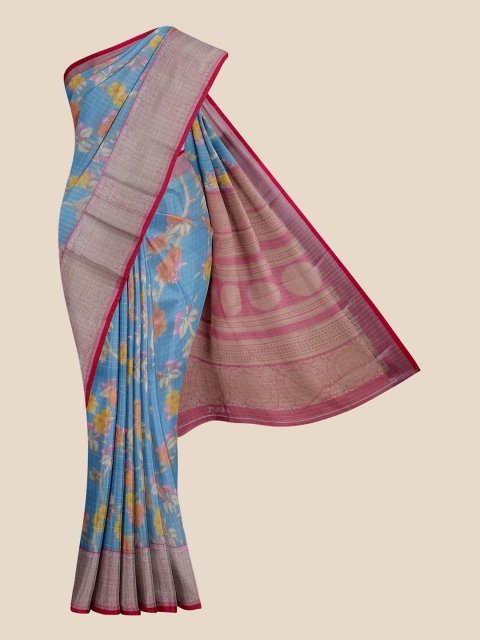 

Kalamandir Blue & Red Printed Saree