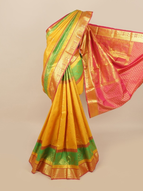 

Pothys Yellow & Golden Ethnic Motifs Woven Design Saree