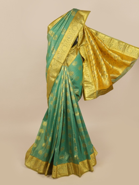 

Pothys Green & Golden Woven Design Zari Silk Blend Saree