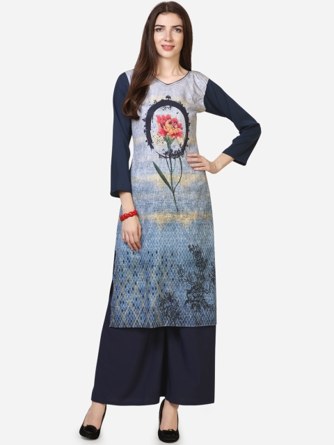 

SAADHVI Women Blue Printed Kurta with Palazzos