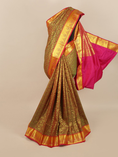 

Pothys Brown & Golden Ethnic Motifs Woven Design Saree