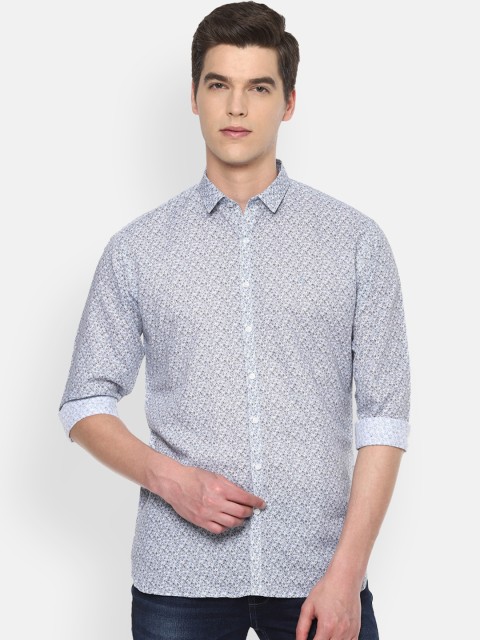 

V Dot Men Blue Slim Fit Printed Casual Shirt
