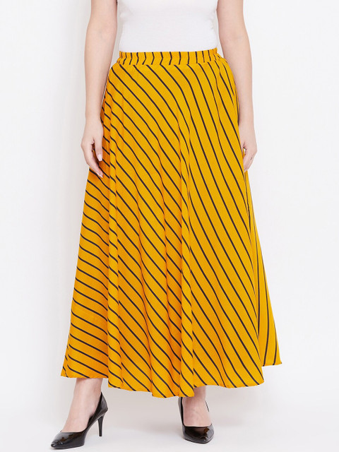 

Castle Women Mustard Yellow & Navy Blue Striped Flared Maxi Skirt