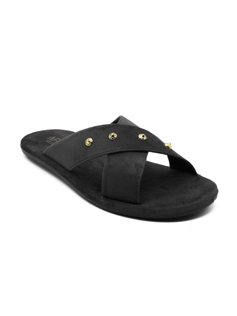 

AfroJack Men Black & Golden Comfort Sandals