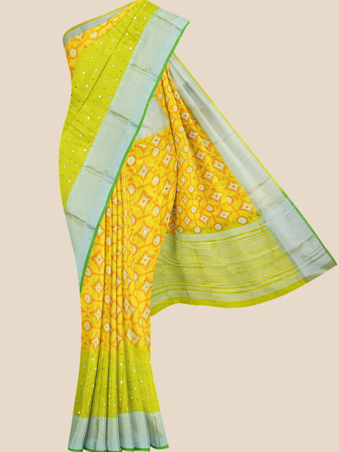 

Kalamandir Yellow & Green Printed Saree