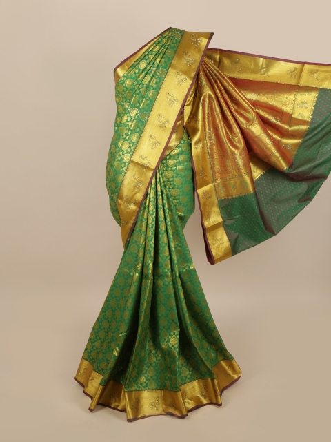 

Pothys Green & Golden Ethnic Motifs Woven Design Saree