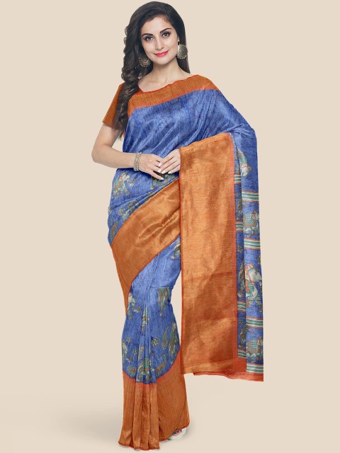

Kalamandir Blue & Brown Ethnic Motifs Saree