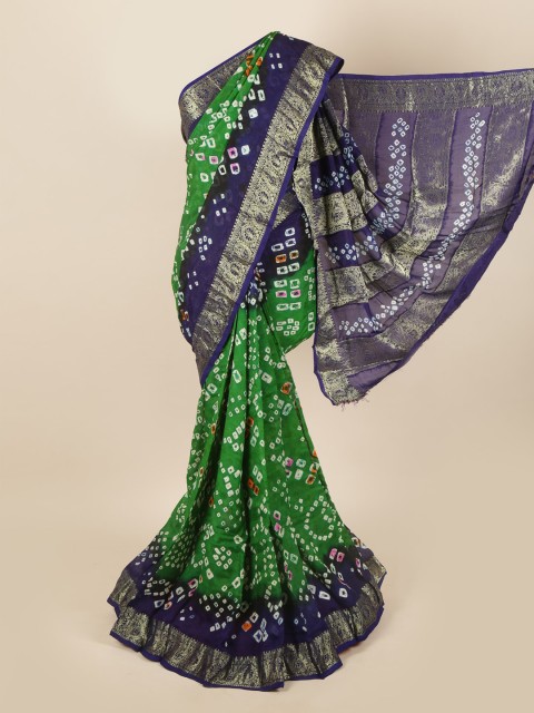 

Pothys Green & Blue Bandhani Art Silk Saree