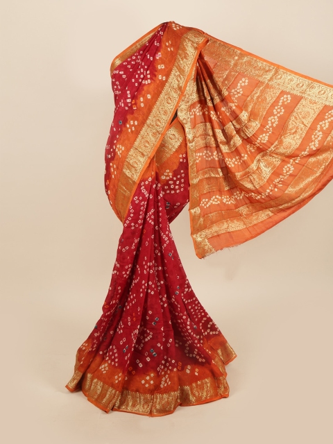 

Pothys Maroon & Orange Bandhani Art Silk Saree