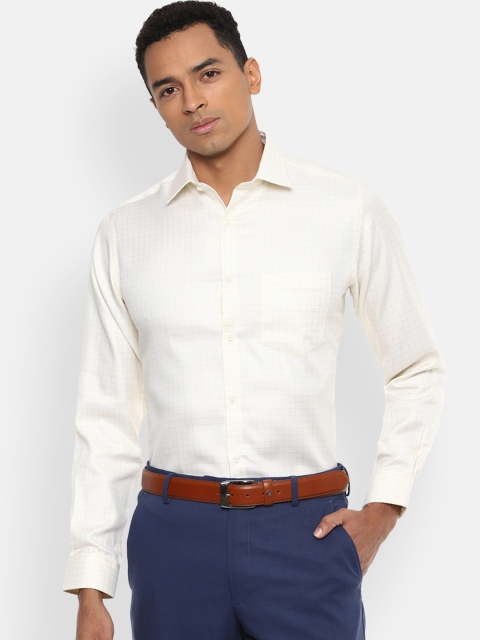 

Van Heusen Men Cream Regular Fit Grid Checked Formal Shirt