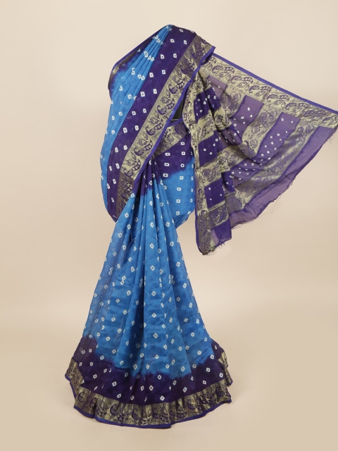 

Pothys Blue & White Bandhani Zari Art Silk Saree