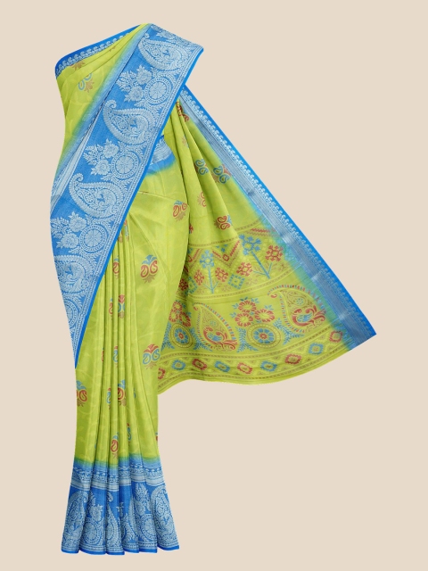 

Kalamandir Green & Blue Floral Printed Saree
