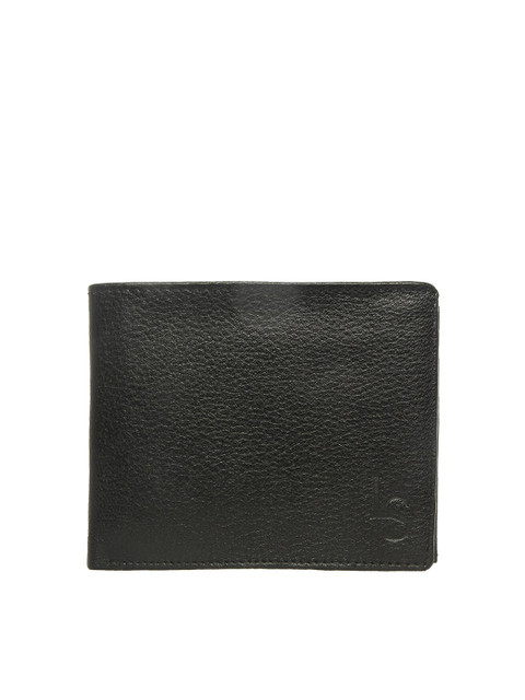 

LOUIS STITCH Men Black Textured Leather Two Fold Wallet with RFID