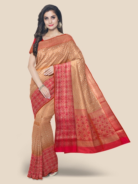

KLM Fashion Mall Rust & Red Woven Design Saree