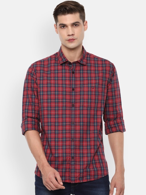 

Louis Philippe Jeans Men Maroon& Blue Slim Fit Checked Casual Shirt