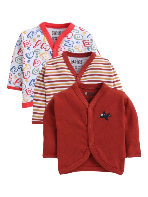 

BUMZEE Infant Boys Pack Of 3 Printed Cotton Jablas, Rust