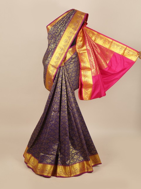 

Pothys Purple & Pink Woven Design Beads and Stones Silk Blend Saree