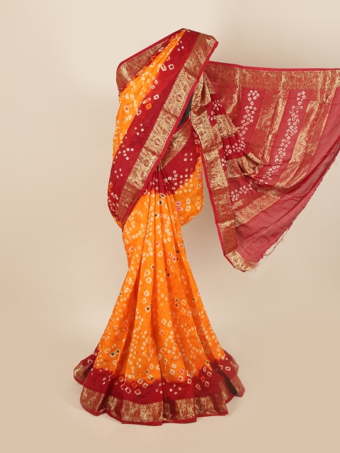 

Pothys Yellow & Red Bandhani Art Silk Saree