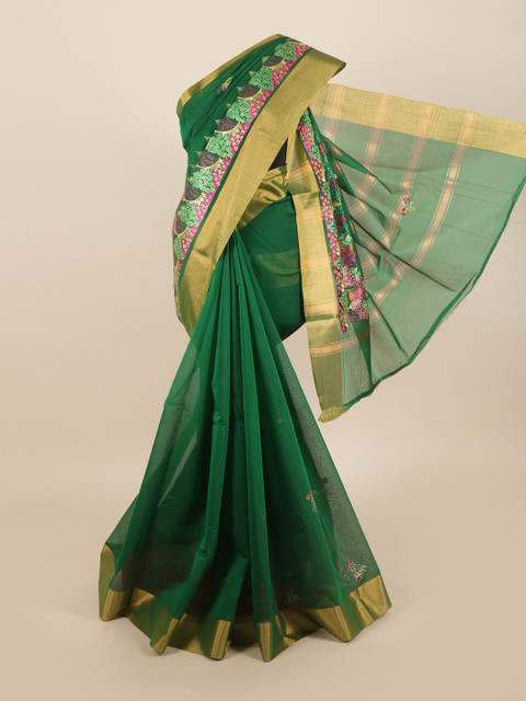 

Pothys Green & Pink Silk Cotton Saree