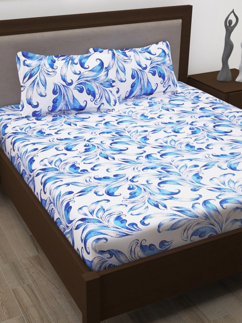 

Story@home Blue & White Floral 186 TC Queen Bedsheet with 2 Pillow Covers