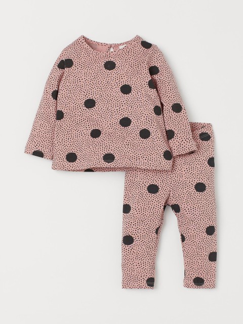 

H&M Girls Pink & Black Printed 2-Piece Jersey Set