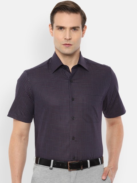 

Louis Philippe Men Purple Pure Cotton Regular Fit Checked Formal Shirt