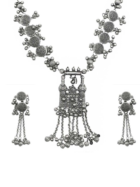 

TEEJH Oxidised Silver-Plated Beaded Jewellery Set