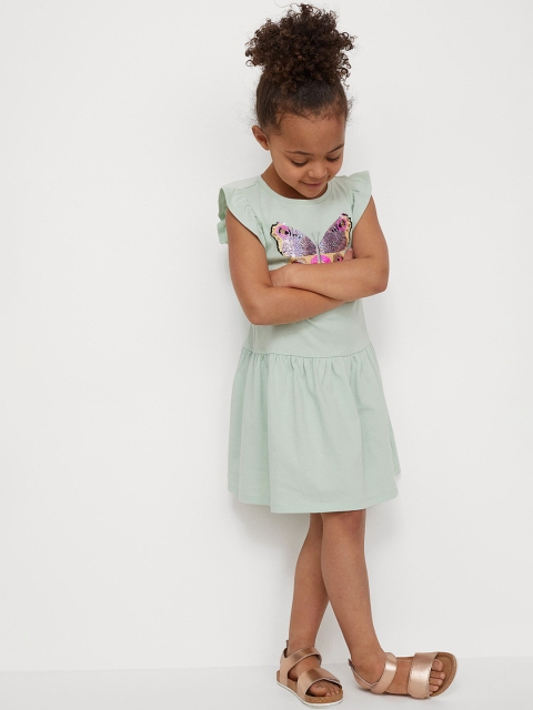 

H&M Girls Green Motif-Detail Dress