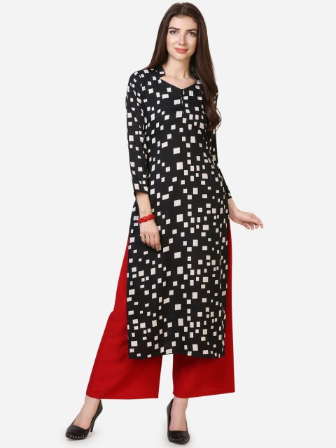 

SAADHVI Women Black Printed Kurta with Palazzos