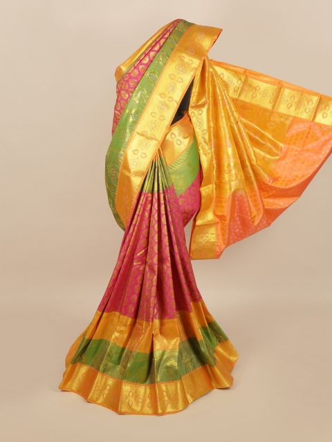 

Pothys Pink & Golden Ethnic Motifs Woven Design Saree