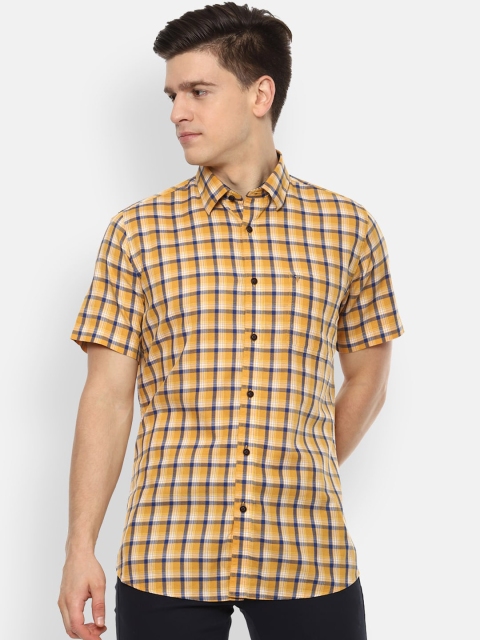 

Van Heusen Sport Men Yellow Slim Fit Checked Casual Shirt