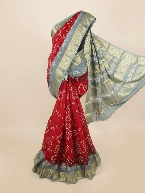 

Pothys Maroon & Grey Bandhani Zari Art Silk Saree