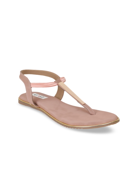

Zyla Women Peach-Coloured T-Strap Flats