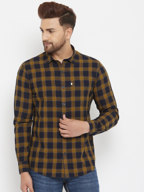 

Canary London Men Khaki Slim Fit Checked Casual Shirt