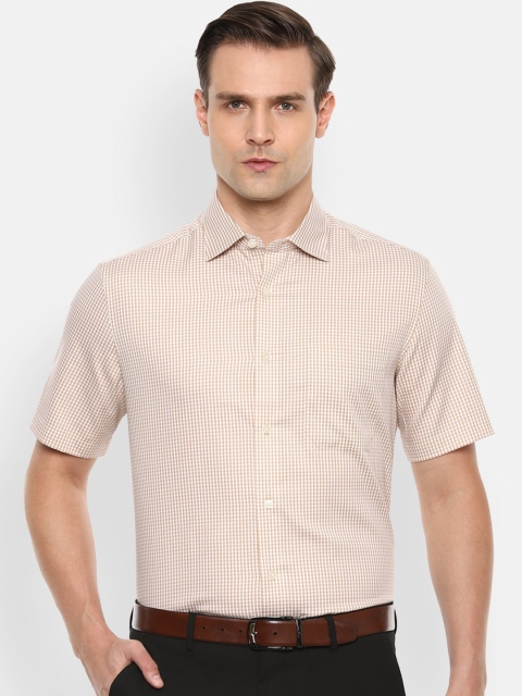 

Louis Philippe Men Beige Micro Checks Checked Casual Shirt