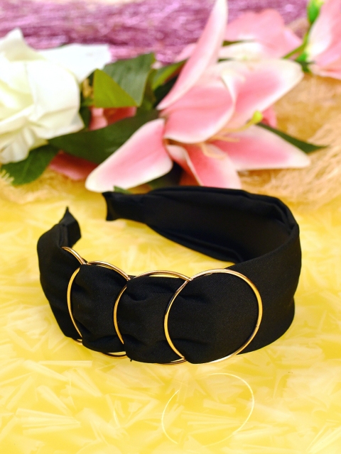 

YoungWildFree Women Black & Gold-Toned 2 Embellished Hairband
