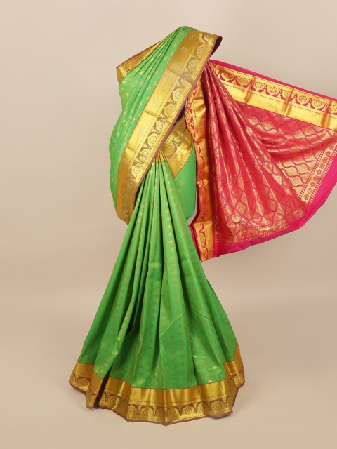 

Pothys Green & Golden Ethnic Motifs Woven Design Saree