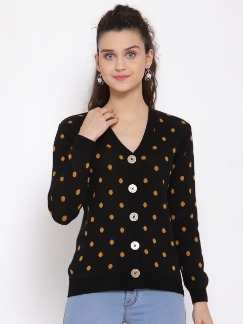 

Kalt Women Black & Mustard Printed Cardigan