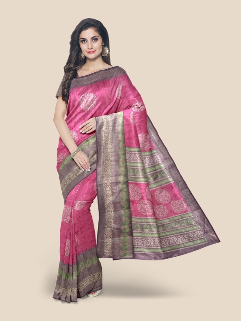 

Kalamandir Pink & White Batik Print Saree