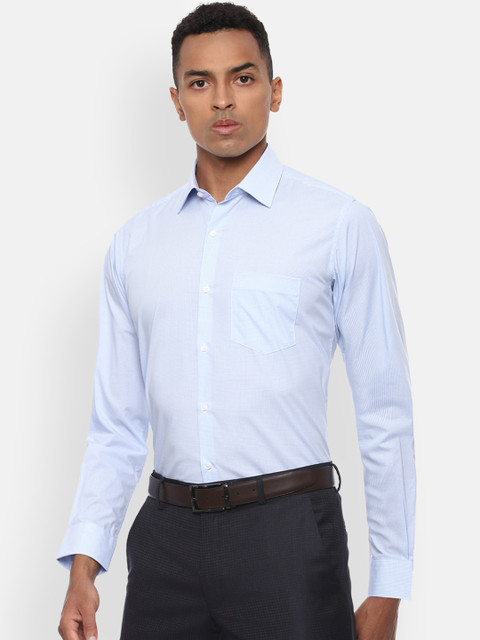 

Van Heusen Men Light Blue Solid Micro Checked Formal Shirt