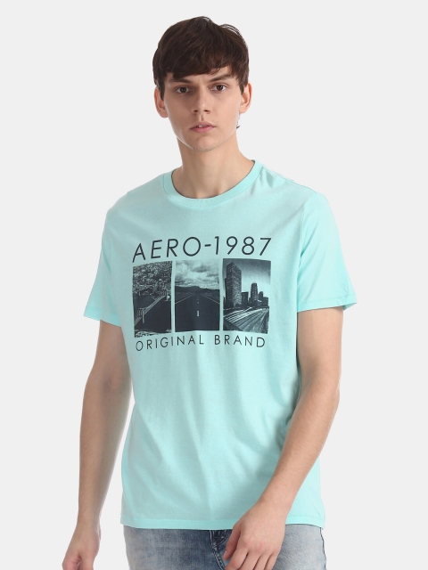 

Aeropostale Men Blue Graphic Printed Pure Cotton T-shirt