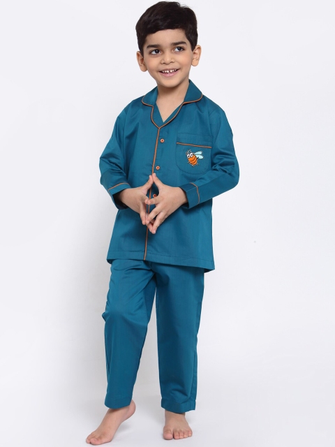 

MAXENCE Boys Teal & Orange Night suit