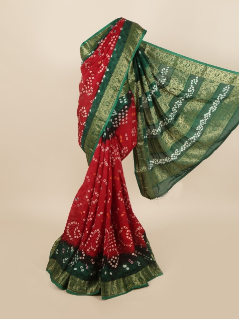

Pothys Maroon & Green Bandhani Zari Art Silk Saree