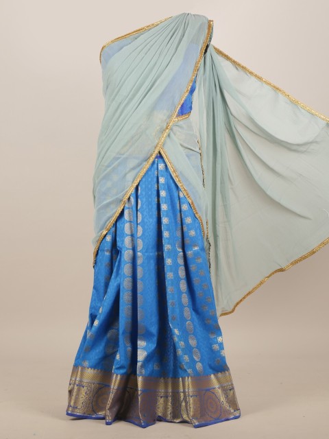 

Pothys Grey & Blue Ethnic Motifs Half and Half Saree