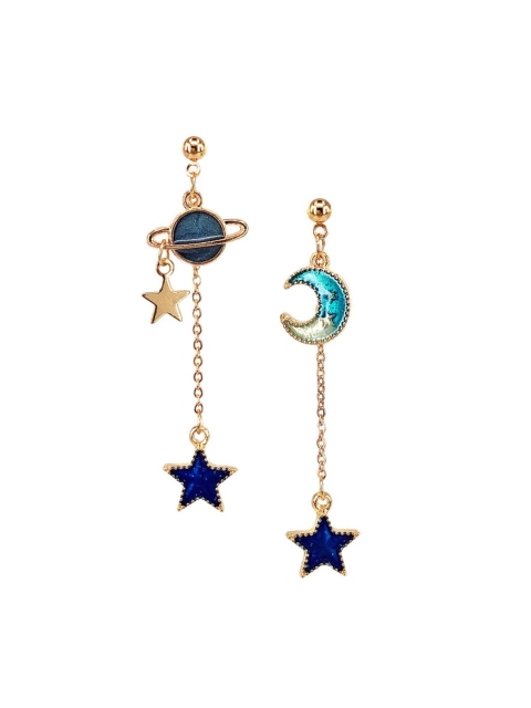 

YoungWildFree Gold-Toned & Blue Contemporary Drop Earrings