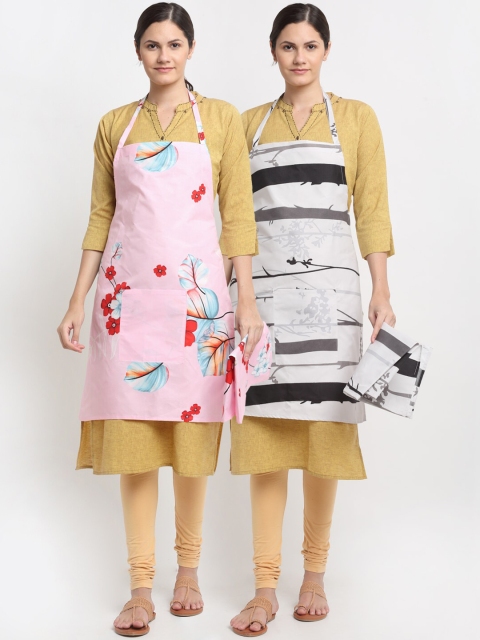 

NEUDIS Set Of 2 Printed 210TC Aprons, Pink