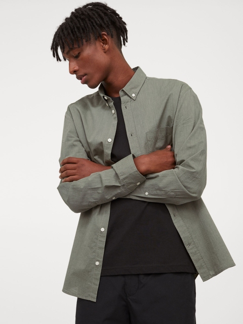 

H&M Green Regular Fit Cotton Shirt