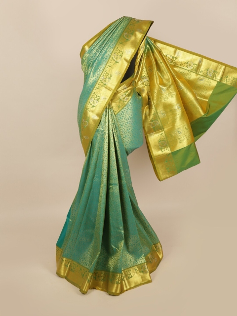

Pothys Green & Golden Ethnic Motifs Woven Design Saree